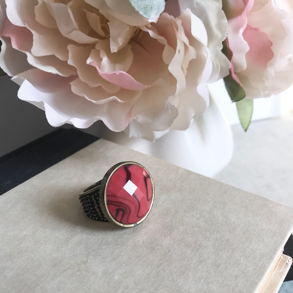 Lia Sophia Marble Ruby Statement Ring - image 1